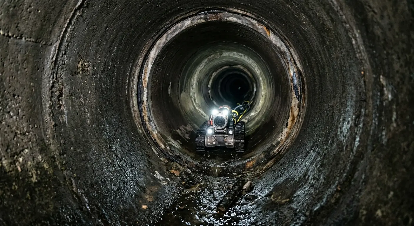 Robotic sewer camera inspecting pipe interior for Sewer Line Cleaning in Little Ferry
